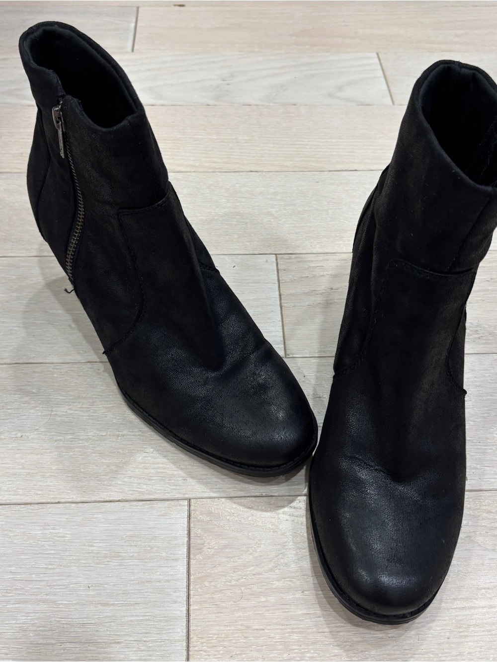 BareTraps Black Suede-Look Side-Zip Ankle Booties